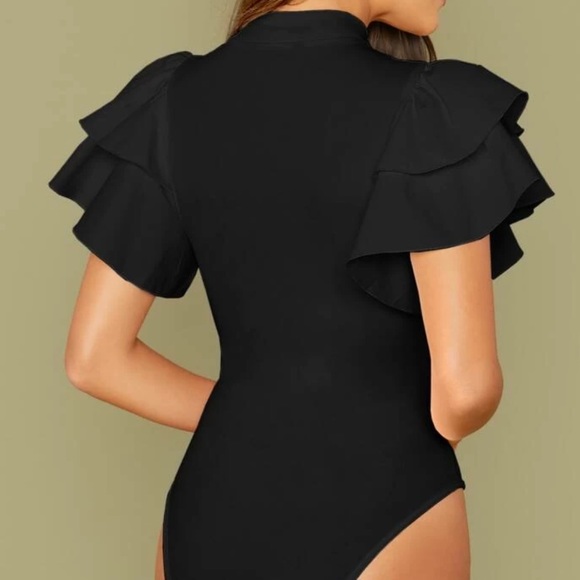 Black butterfly sleeve bodysuit - Picture 3 of 6